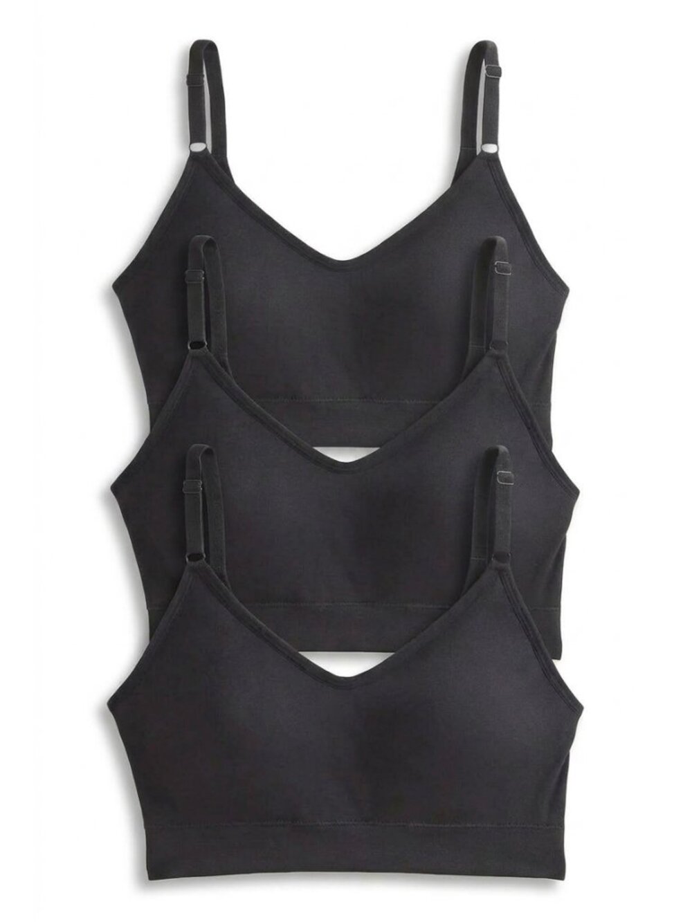 3 JOCKEY Seamfree Back-Smoothing Cami Bras LARGE black A714142 wirefree NWOT